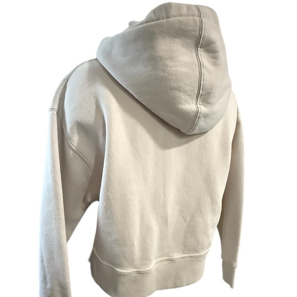 Zara Cream Cropped Hoodie Sweatshirt, off white/beige, hooded, oversized, sz M - Picture 4 of 6